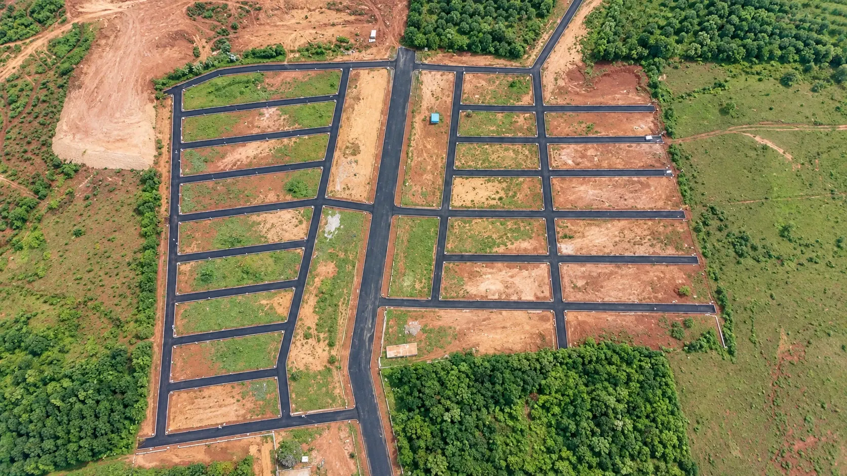 Aerial view of the Hanumagiri layout beside the Nuggikeri Hanuman Temple, Dharwad